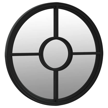 Round Garden Mirror | Black | Iron | Medium | Decorative Inlays | Mirror