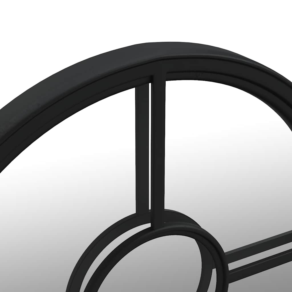 Round Garden Mirror | Black | Iron | Medium | Decorative Inlays | Mirror