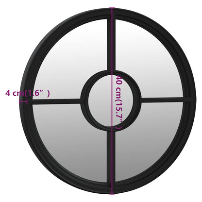 Round Garden Mirror | Black | Iron | Medium | Decorative Inlays | Mirror