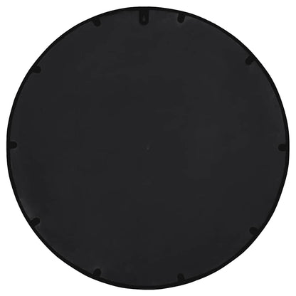 Round Garden Mirror | Black | Iron | 60 cm diameter | Decorative Inlays