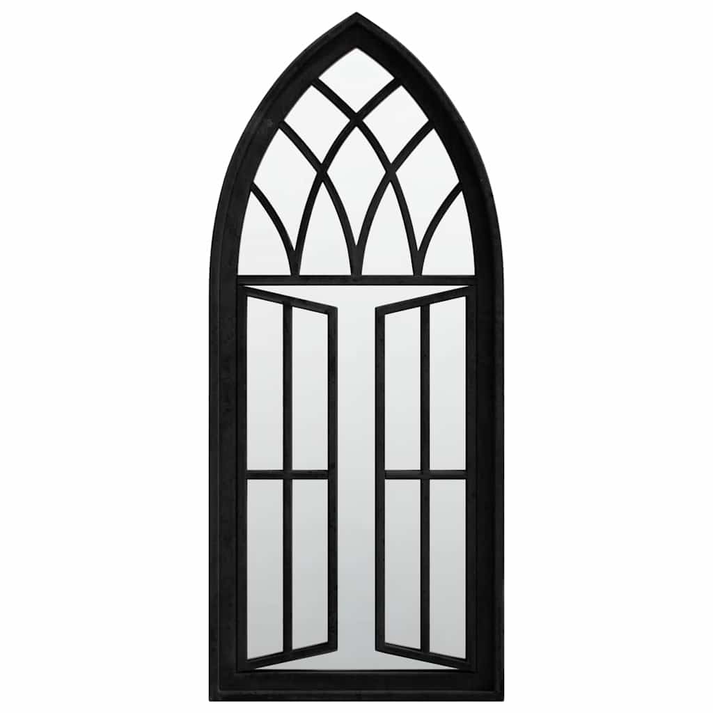Garden Mirror | Black | Iron, Glass | 70x30 cm | Decorative Inlays