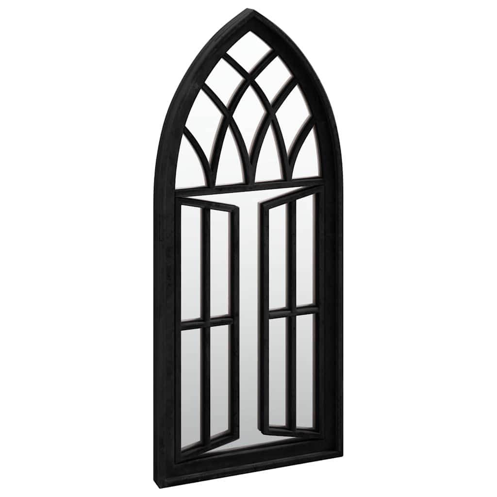 Garden Mirror | Black | Iron, Glass | 70x30 cm | Decorative Inlays