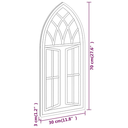 Garden Mirror | Black | Iron, Glass | 70x30 cm | Decorative Inlays
