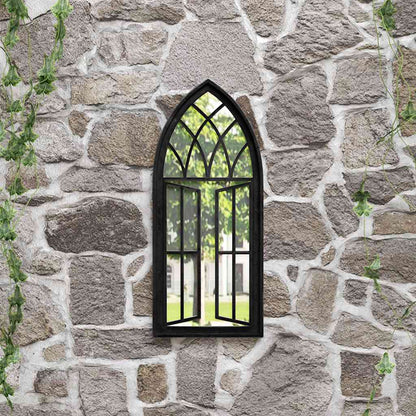 Garden Mirror | Black | Iron, Glass | 70x30 cm | Decorative Inlays