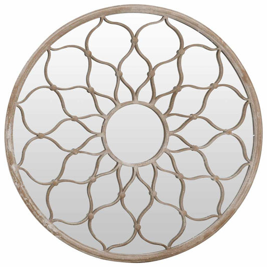 Round Garden Mirror | Sand | Iron, Glass | 60 cm diameter