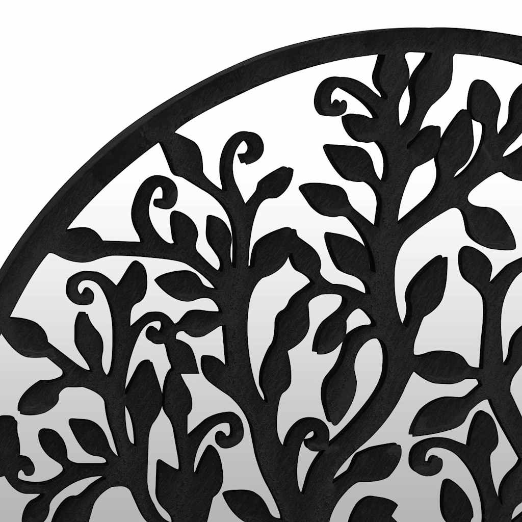 Round Garden Mirror | Black | Iron, Glass | Medium | Decorative Inlays