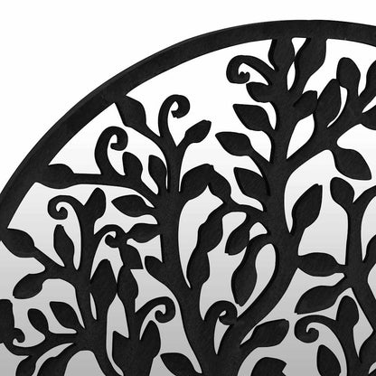 Round Garden Mirror | Black | Iron, Glass | Medium | Decorative Inlays