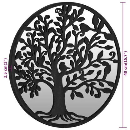 Round Garden Mirror | Black | Iron, Glass | Medium | Decorative Inlays