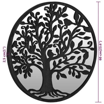 Round Garden Mirror | Black | Iron, Glass | 60 cm Diameter