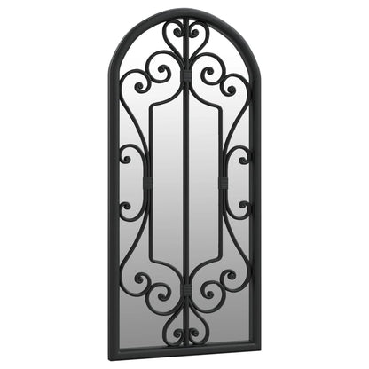 Garden Mirror | Black | Iron, Glass | 100x45 cm | Decorative Inlays