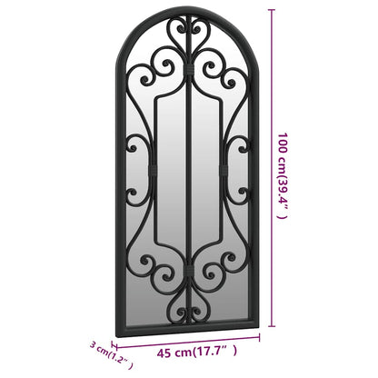 Garden Mirror | Black | Iron, Glass | 100x45 cm | Decorative Inlays
