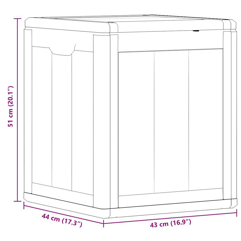 Garden Storage Box 90L Grey PP Wood Look