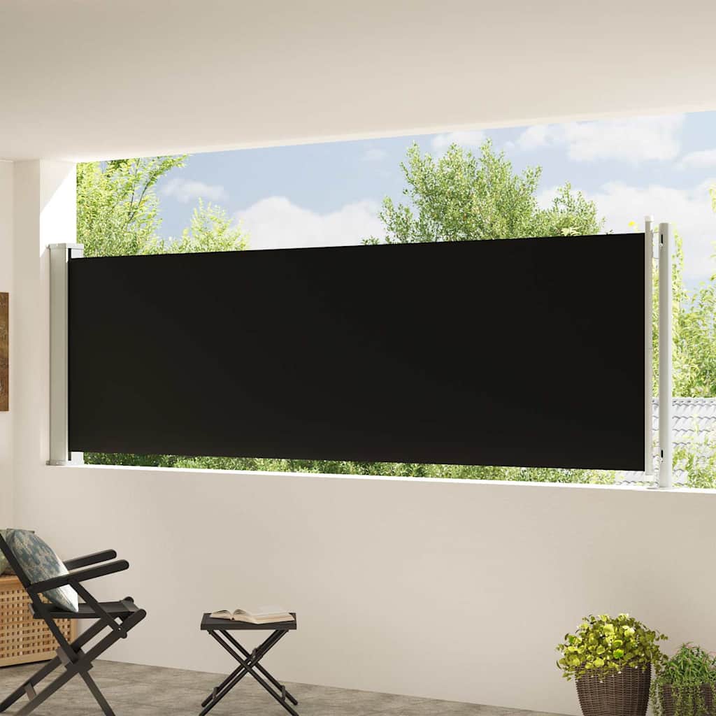 Patio Retractable Side Awning 46.1"x236.2" Black
