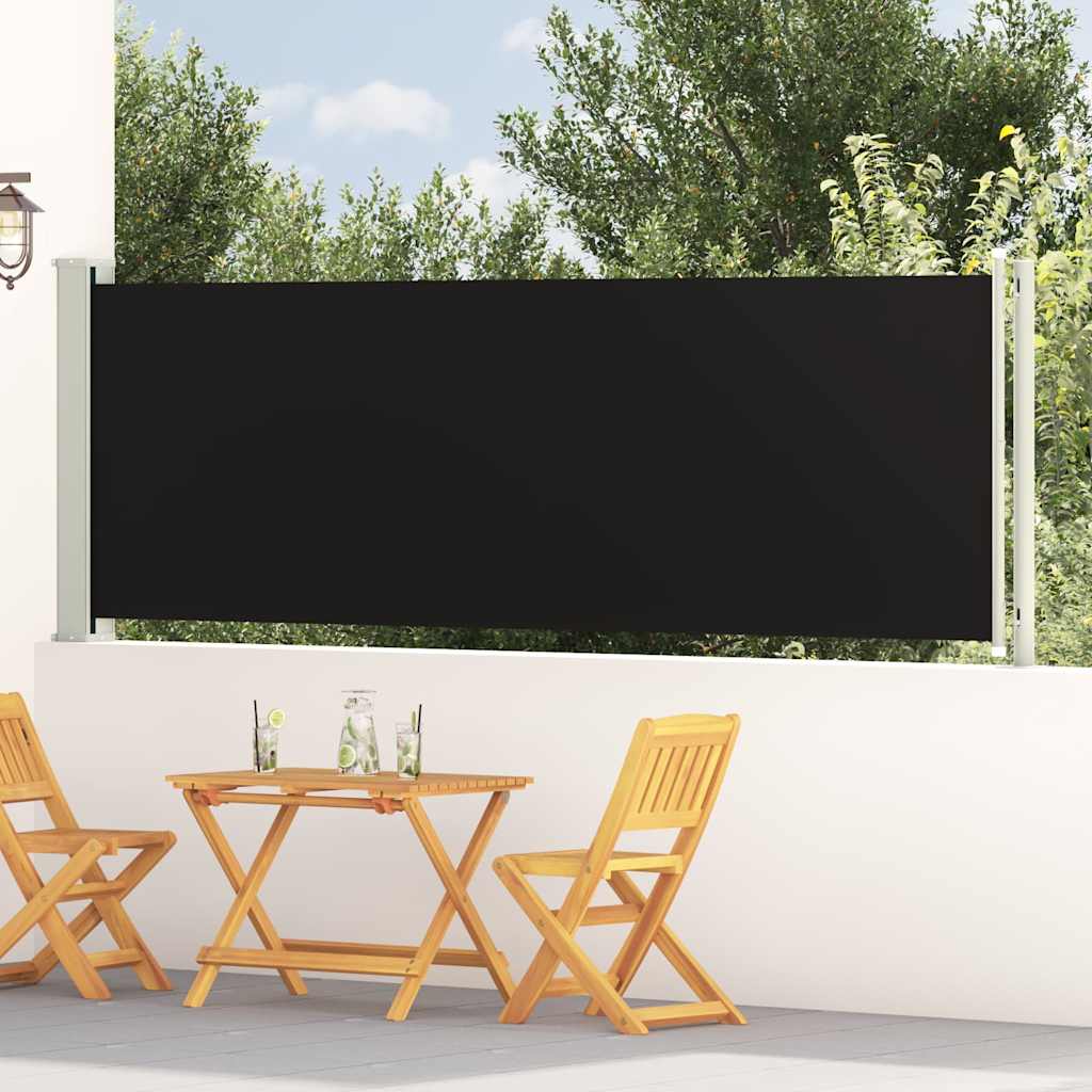 Patio Retractable Side Awning 46.1"x236.2" Black