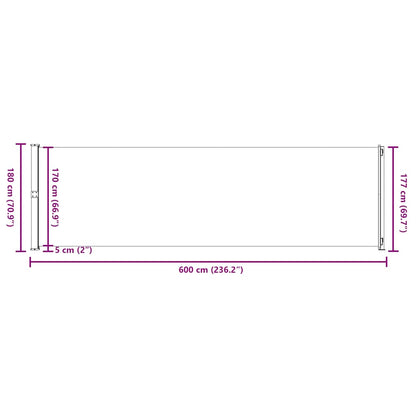 Patio Retractable Side Awning 180x600 cm Cream