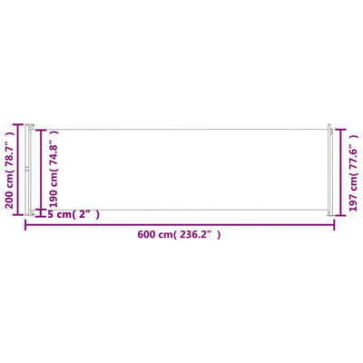 Patio Retractable Side Awning 78.7"x236.2" Cream