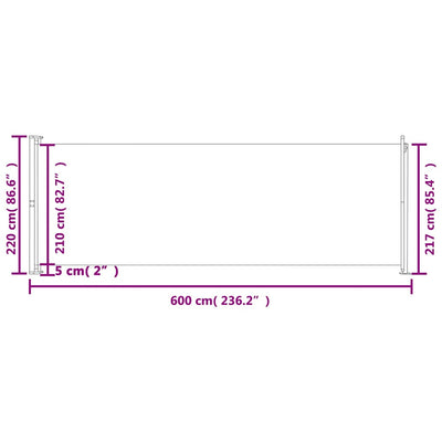 Patio Retractable Side Awning 86.6"x236.2" Black