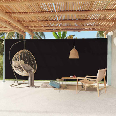 Patio Retractable Side Awning 86.6"x236.2" Black