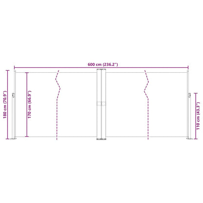 Retractable Side Awning Red 180x600 cm