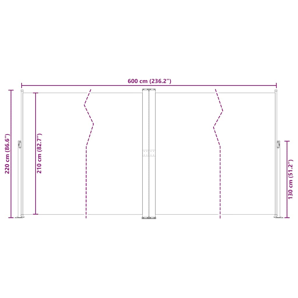 Retractable Side Awning Brown 200x600 cm