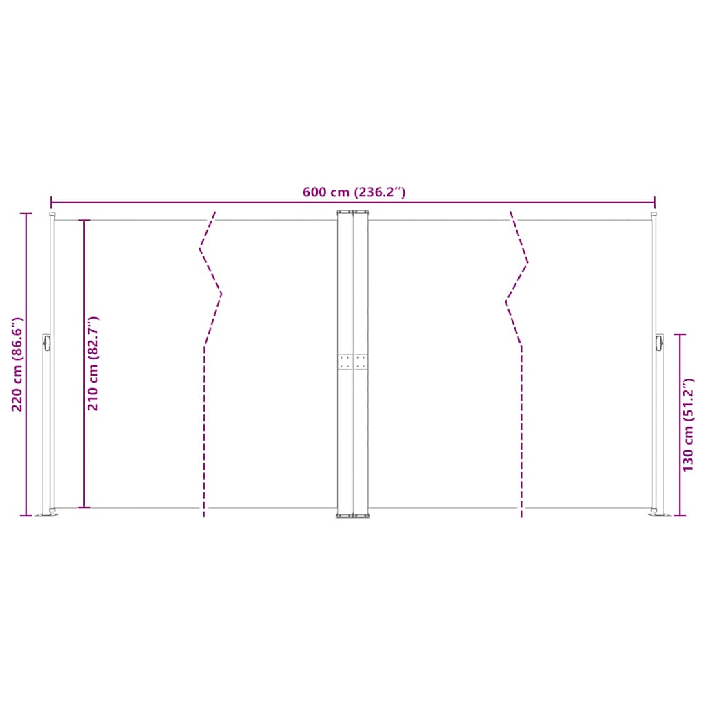 Retractable Side Awning Red 220x600 cm