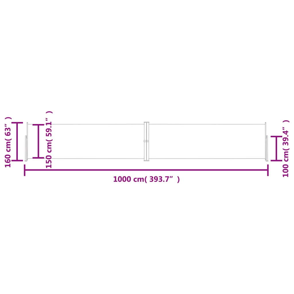 Retractable Side Awning Red 160x1000 cm
