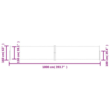Retractable Side Awning Red 160x1000 cm