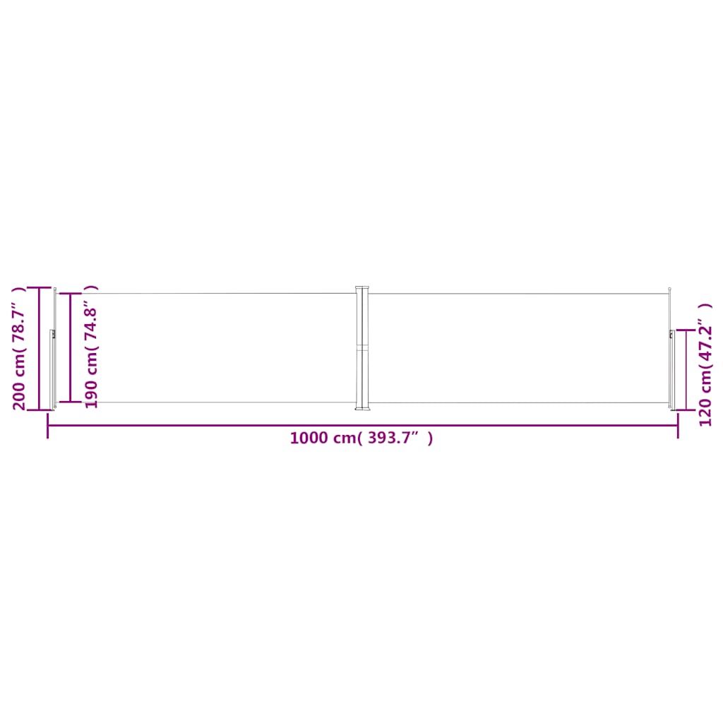 Retractable Side Awning Blue 200x1000 cm