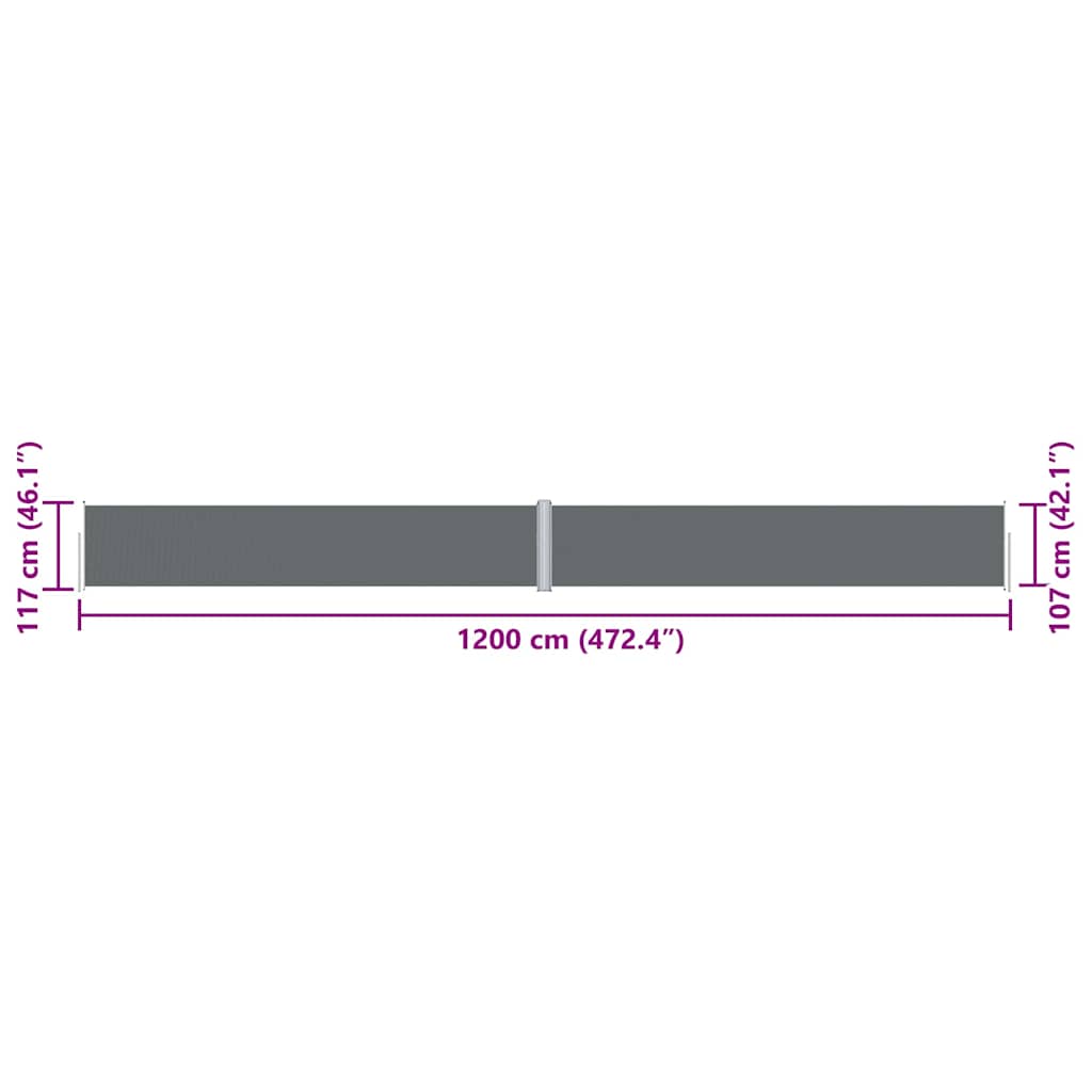 Retractable Side Awning Anthracite 46.1"x472.4"