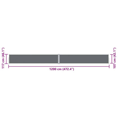 Retractable Side Awning Anthracite 46.1"x472.4"