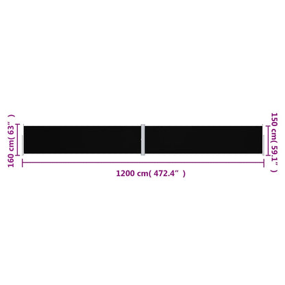 Side Awning | Black | Polyester with PU coating, steel, aluminium