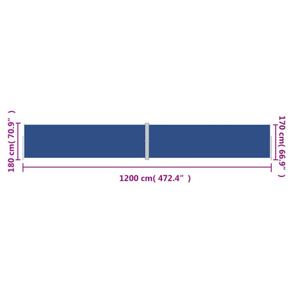 Retractable Side Awning Blue 180x1200 cm