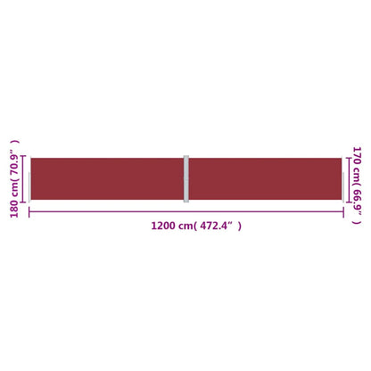 Retractable Side Awning Red 180x1200 cm