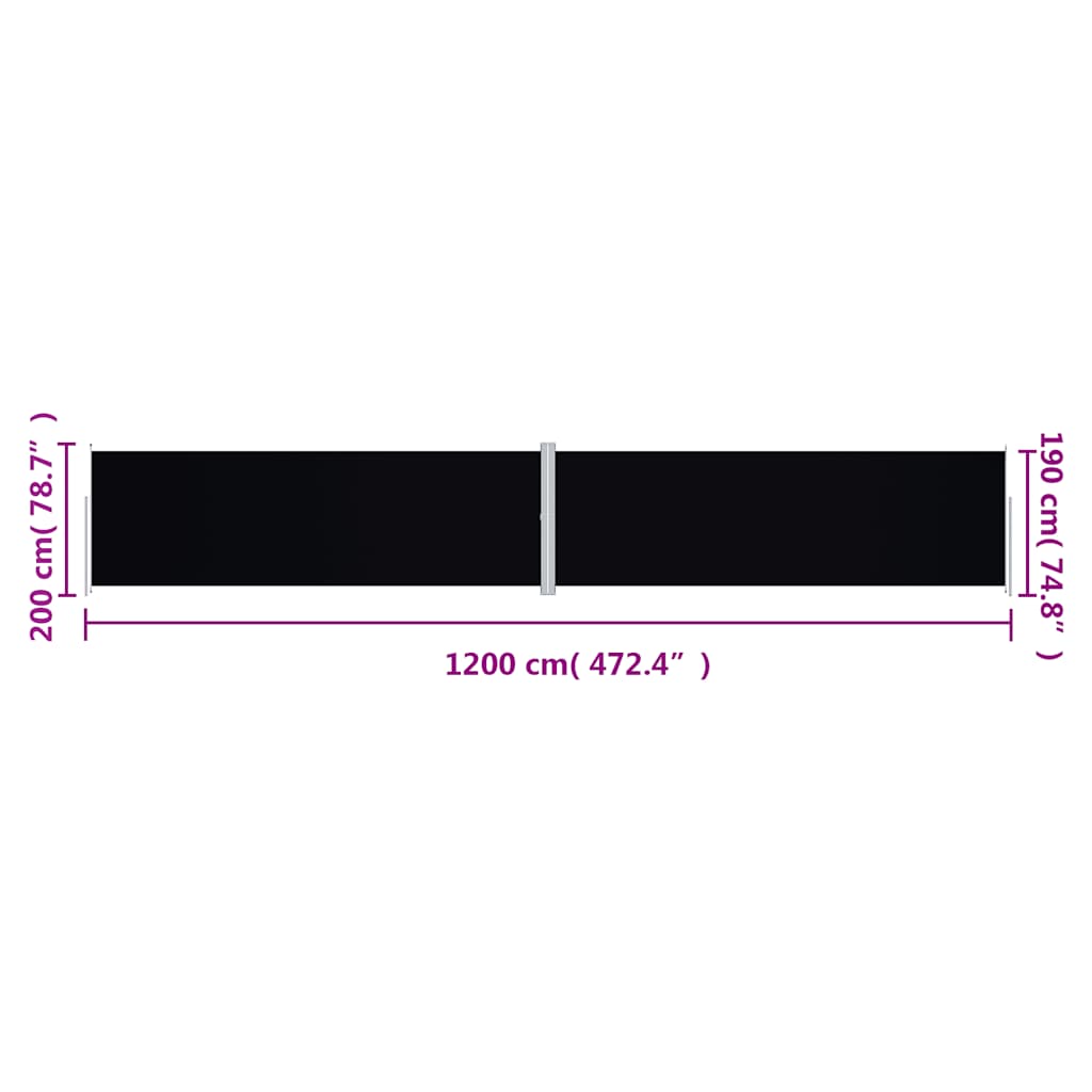 Side Awning | Black | Polyester with PU coating, steel, aluminium