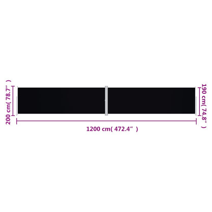 Side Awning | Black | Polyester with PU coating, steel, aluminium