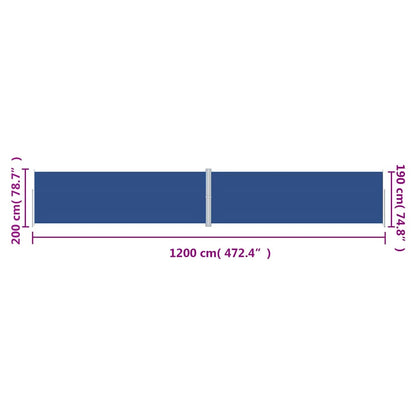 Retractable Side Awning Blue 200x1200 cm