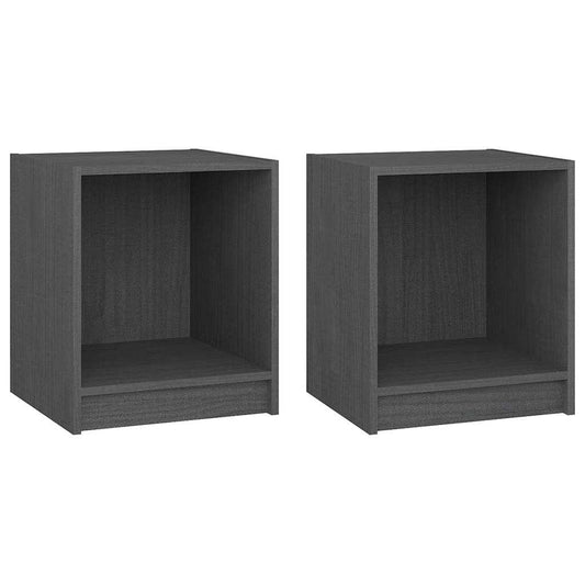 Bedside Cabinet | Set of 2 | Grey | Solid pinewood | Compact