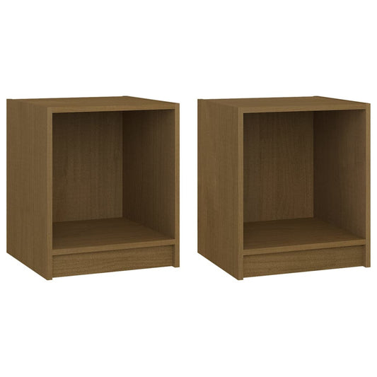 Bedside Cabinet | Set of 2 | Honey Brown | Solid Pinewood | Standard