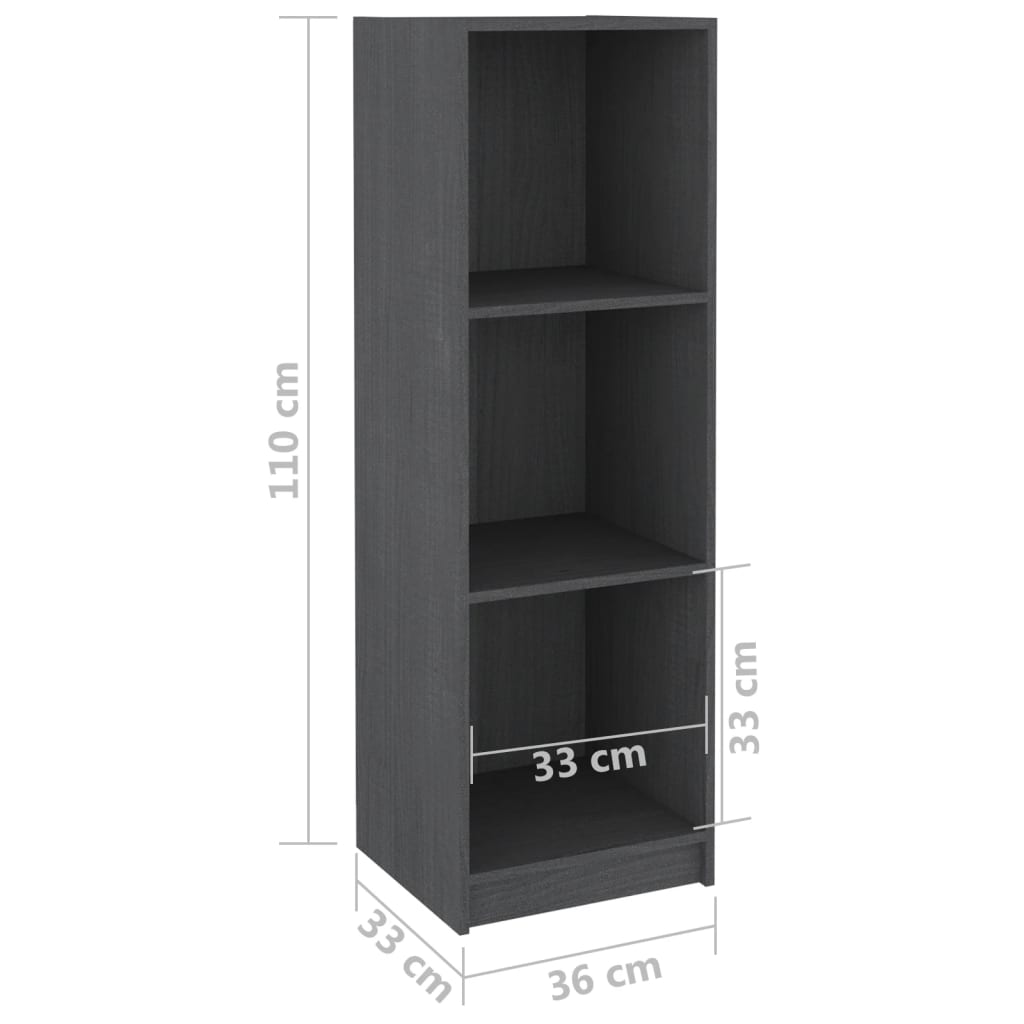 Book Cabinet/Room Divider Grey 36x33x110 cm Solid Pinewood