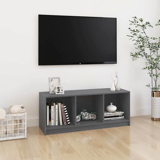 TV Cabinet | Grey | Solid Pinewood | Medium | TV Cabinet | Rectangular