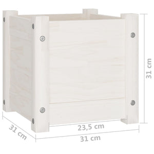 Garden Planters 2 pcs White 31x31x31 cm Solid Pinewood