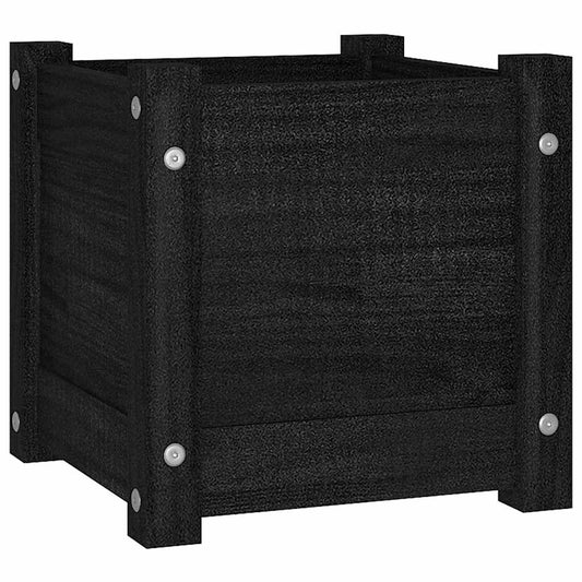 810530 vidaXL Garden Planter Black 31x31x31 cm Solid Wood Pine