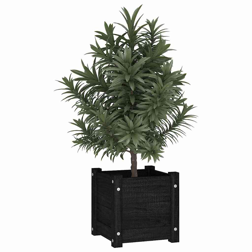 810530 vidaXL Garden Planter Black 31x31x31 cm Solid Wood Pine