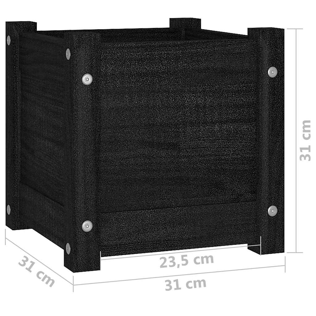 810530 vidaXL Garden Planter Black 31x31x31 cm Solid Wood Pine