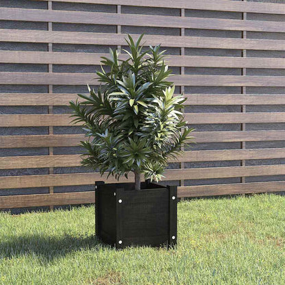 810530 vidaXL Garden Planter Black 31x31x31 cm Solid Wood Pine