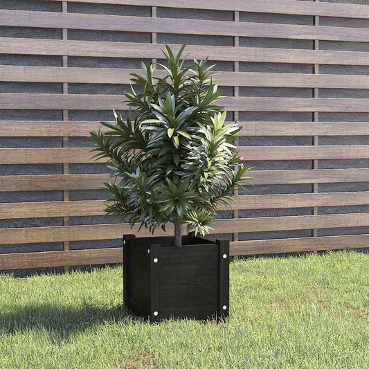 810530 vidaXL Garden Planter Black 31x31x31 cm Solid Wood Pine