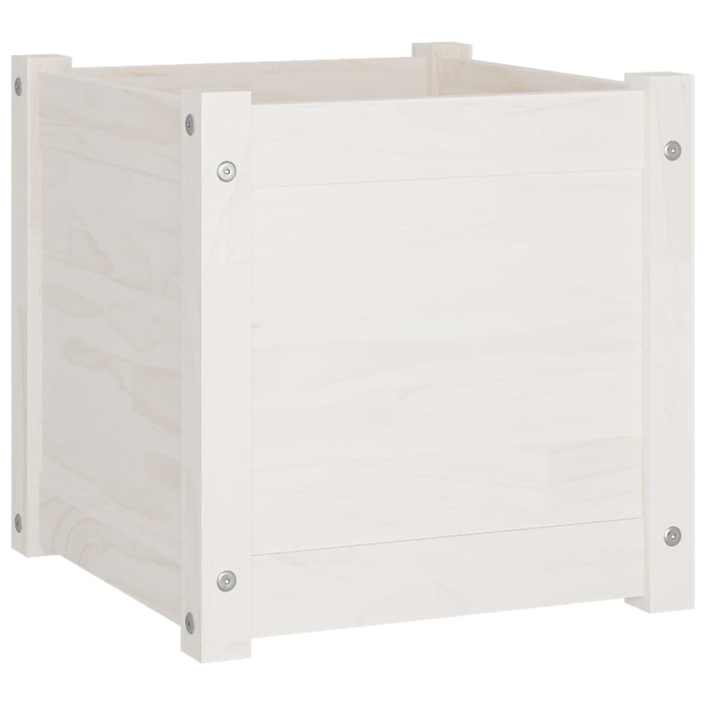 Garden Planter White 15.7"x15.7"x15.7" Solid Wood Pine