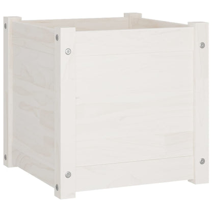 Garden Planter White 15.7"x15.7"x15.7" Solid Wood Pine