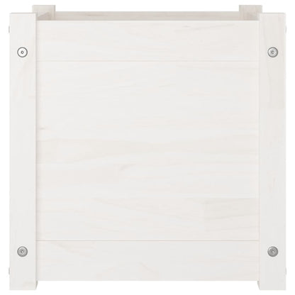 Garden Planter White 15.7"x15.7"x15.7" Solid Wood Pine