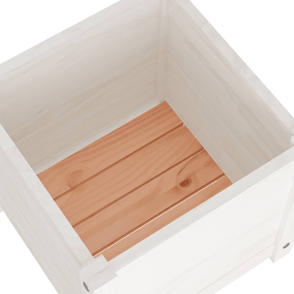 Garden Planter White 15.7"x15.7"x15.7" Solid Wood Pine
